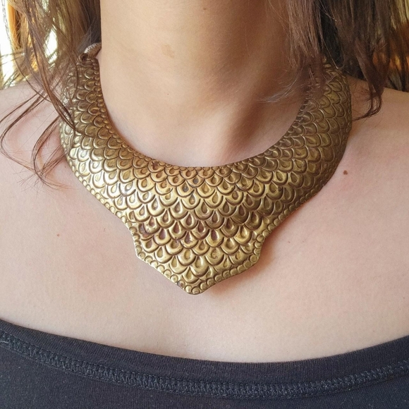 *RARE* Vintage Brass Collar Statement Necklace - Picture 2 of 8